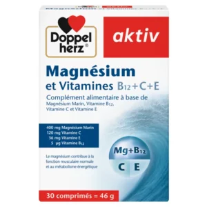 Magnésium et Vitamines B12+C+E 30 comprimés